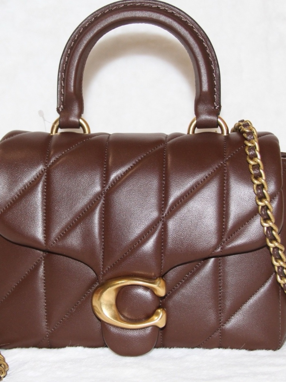 NWT Coach Tabby Top Handle Bag With Quilting Brass Maple CCC12